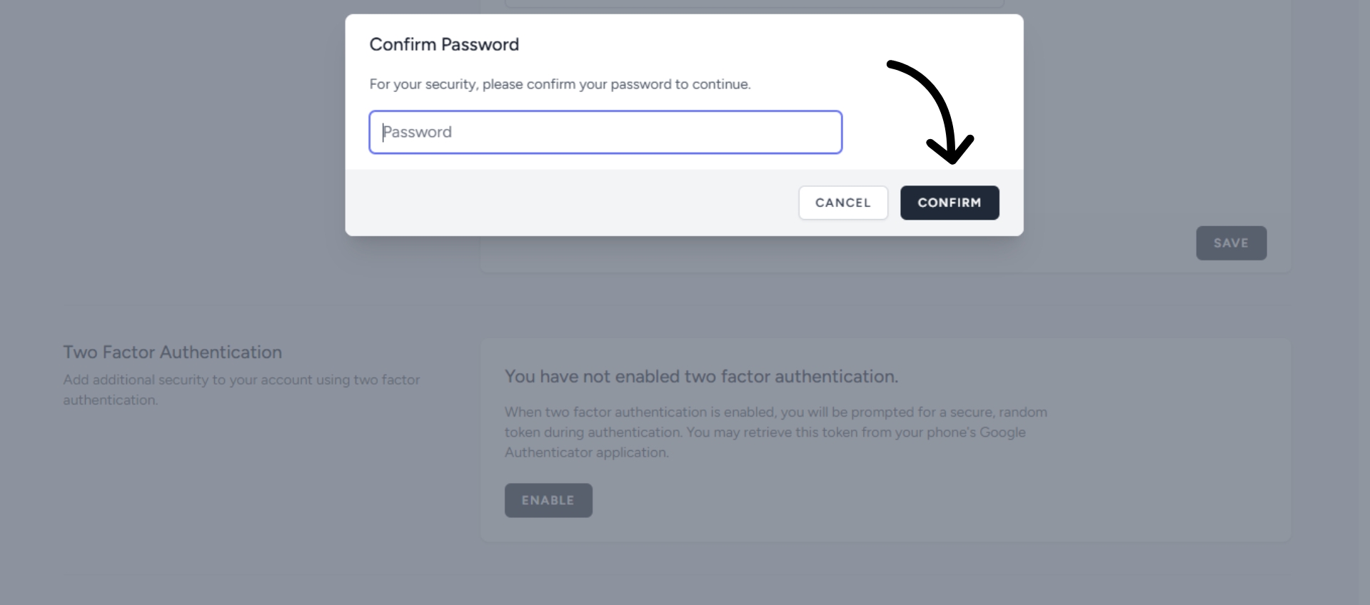 Enter account password